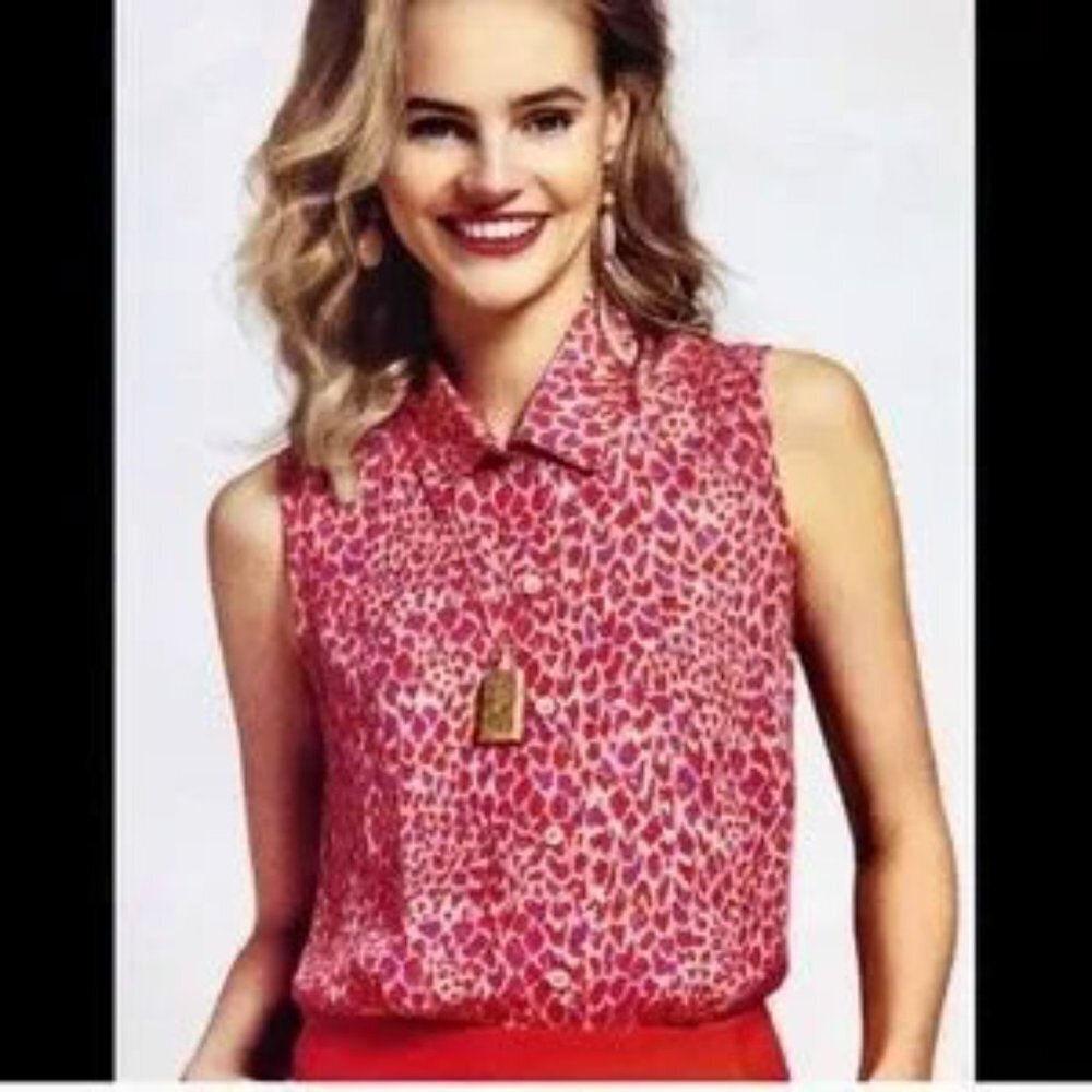 Cabi Heartbreaker Sleeveless Animal Print Blouse - Picture 7 of 13